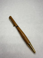 Stylo en bois Aulne artisanal – Plaqué or 24k | Quart tournant & Recharge Cross