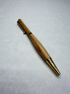 Stylo en bois d’Orme artisanal – Plaqué or 24k | Quart tournant & Recharge Cross