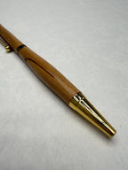Stylo en bois Aulne artisanal – Plaqué or 24k | Quart tournant & Recharge Cross