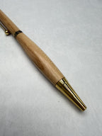 Stylo en bois d’Orme artisanal – Plaqué or 24k | Quart tournant & Recharge Cross