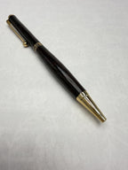 Stylo en bois Wengué artisanal – Plaqué or 24k | Quart tournant & Recharge Cross
