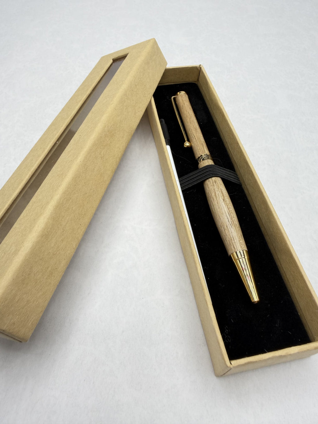 Stylo en bois Noyer artisanal dans son écrin cadeau – plaqué or 24k, Atelier Bois & Lueur