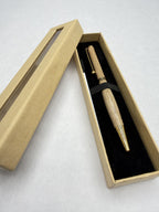 Stylo en bois Noyer artisanal dans son écrin cadeau – plaqué or 24k, Atelier Bois & Lueur