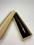 Stylo en bois Wengué artisanal – Plaqué or 24k | Quart tournant & Recharge Cross