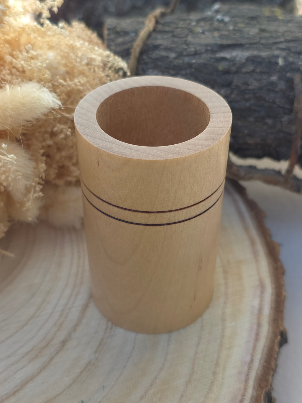 Pot à crayons artisanal en bois – décoration bureau