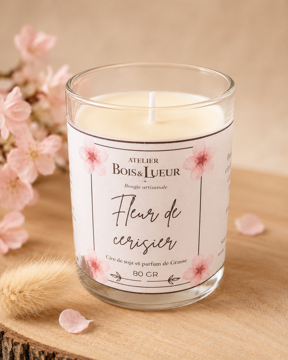 Bougie artisanale en cire de soja – Fleur de cerisier