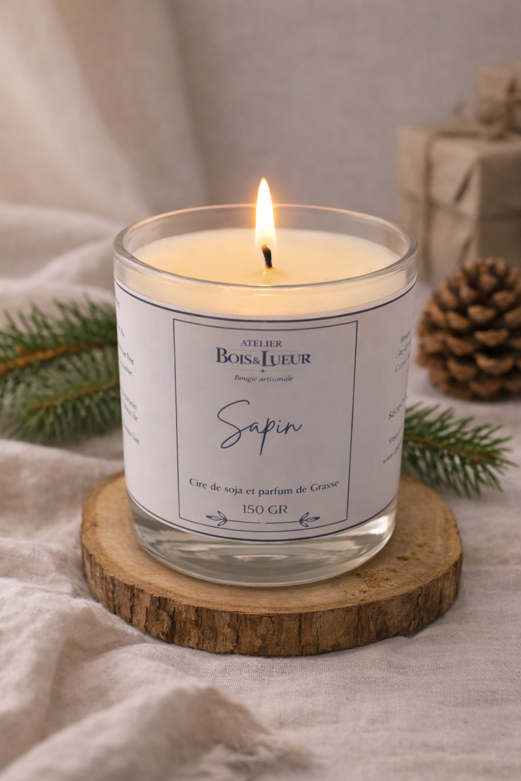 Bougie artisanale en cire de soja – Sapin