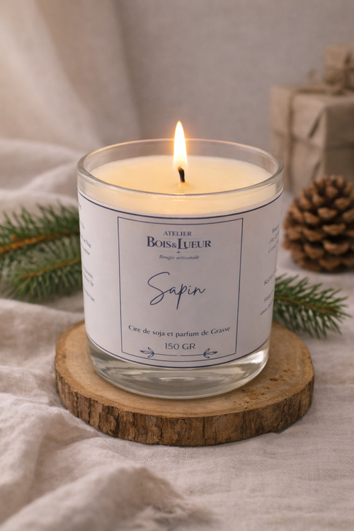 Bougie artisanale en cire de soja – Sapin
