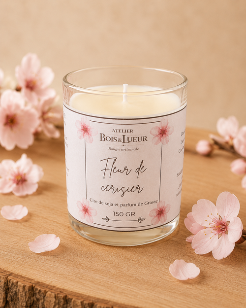 Bougie artisanale en cire de soja – Fleur de cerisier